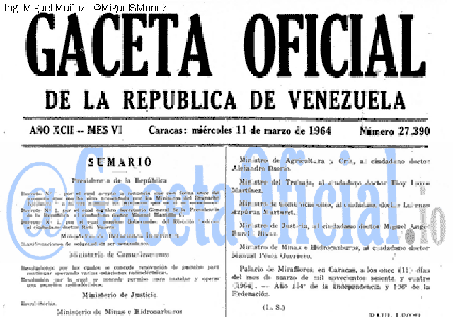 Gaceta Oficial 27390 del 11 Marzo 1964