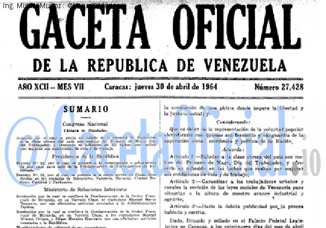 Gaceta Oficial 27428 del 30 Abril 1964