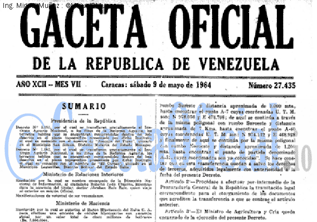 Gaceta Oficial 27435 del 9 Mayo 1964