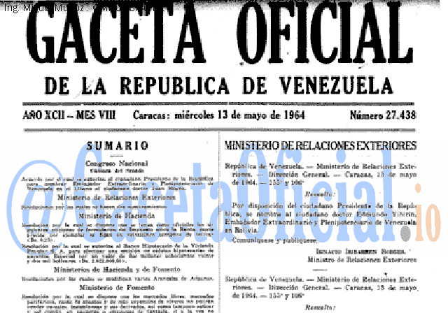 Gaceta Oficial 27438 del 13 Mayo 1964