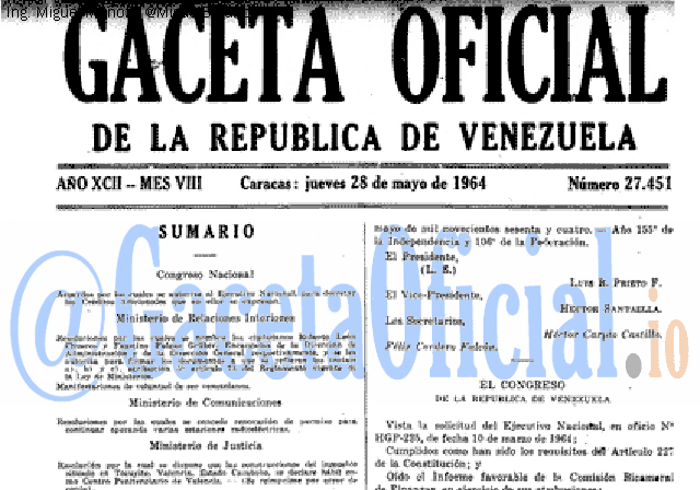 Gaceta Oficial 27451 del 28 Mayo 1964