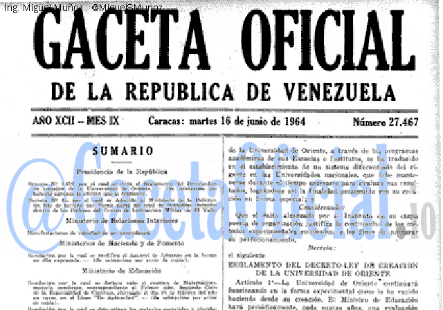 Gaceta Oficial 27467 del 16 Junio 1964