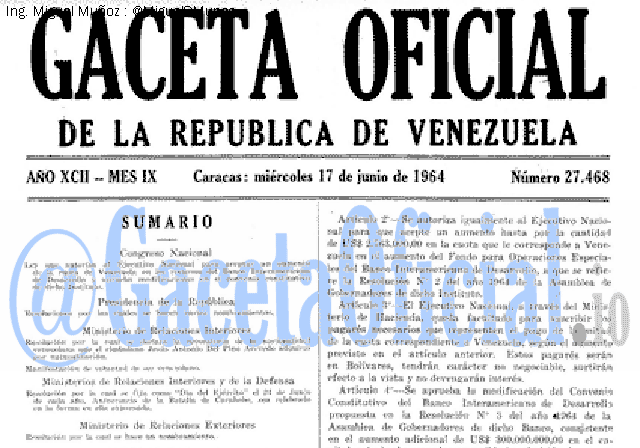 Gaceta Oficial 27468 del 17 Junio 1964