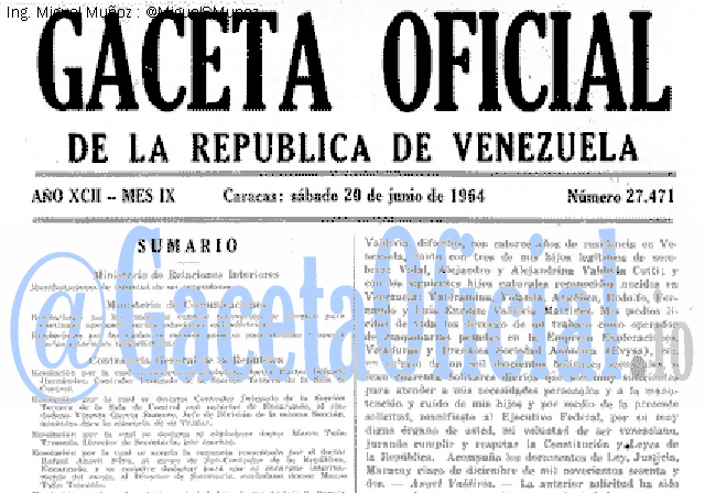 Gaceta Oficial 27471 del 20 Junio 1964