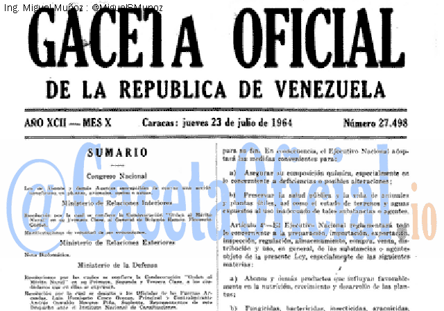 Gaceta Oficial 27498 del 23 Julio 1964