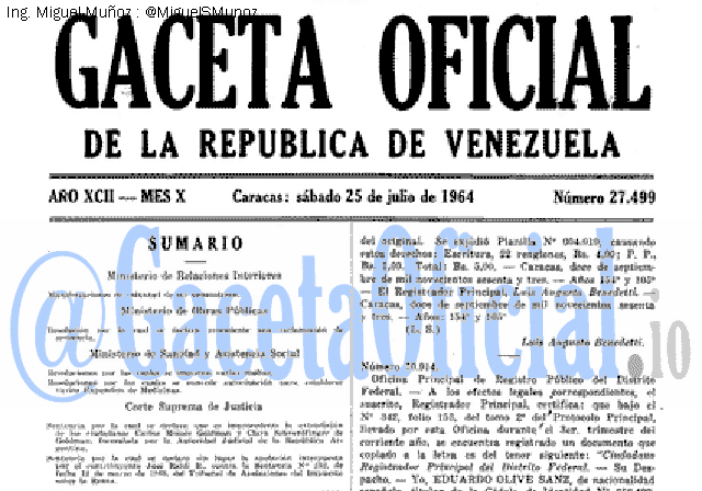 Gaceta Oficial 27499 del 25 Julio 1964