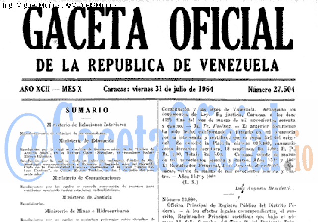 Gaceta Oficial 27504 del 31 Julio 1964