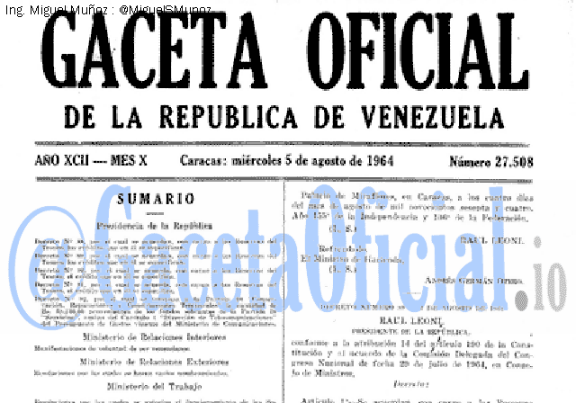 Gaceta Oficial 27508 del 5 Agosto 1964