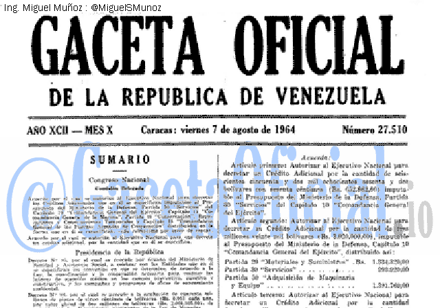 Gaceta Oficial 27510 del 7 Agosto 1964