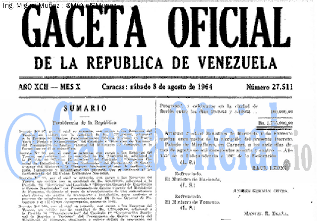 Gaceta Oficial 27511 del 8 Agosto 1964