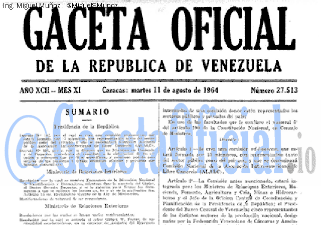 Gaceta Oficial 27513 del 11 Agosto 1964