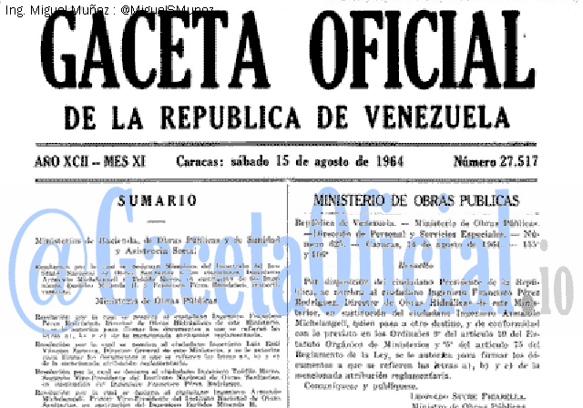 Gaceta Oficial 27517 del 15 Agosto 1964
