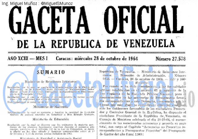 Gaceta Oficial 27578 del 28 Octubre 1964