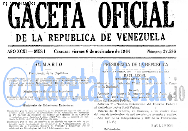 Gaceta Oficial 27586 del 6 Noviembre 1964