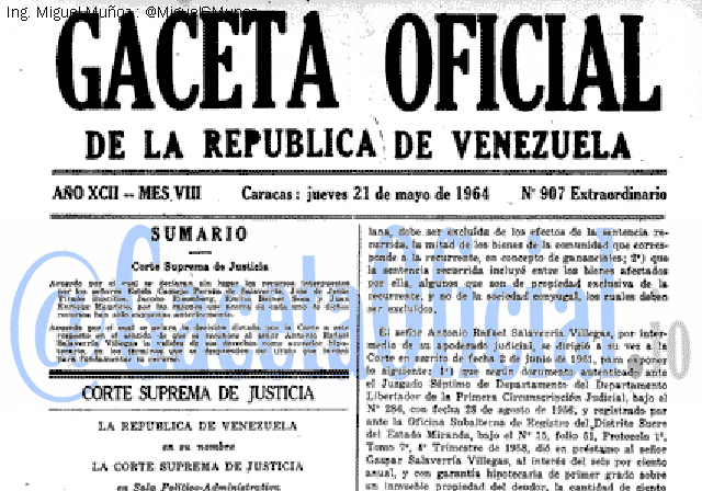 Gaceta Oficial 907 del 21 Mayo 1964