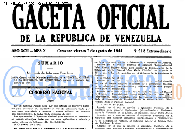 Gaceta Oficial 918 del 7 Agosto 1964