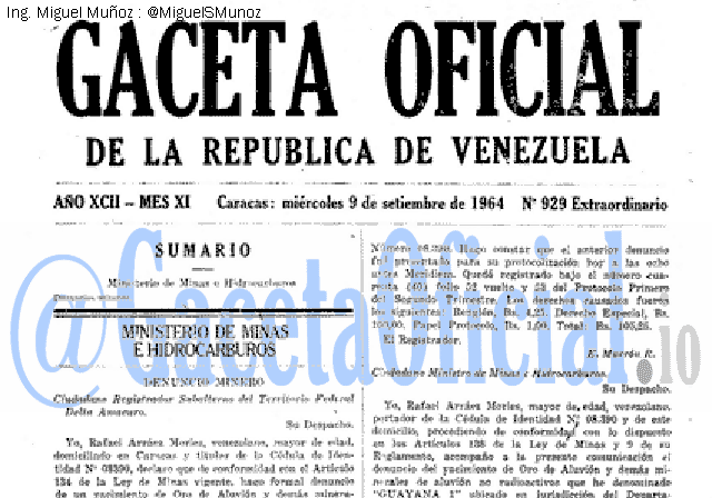Gaceta Oficial 929 del 9 Septiembre 1964