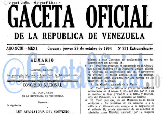 Gaceta Oficial 931 del 29 Octubre 1964