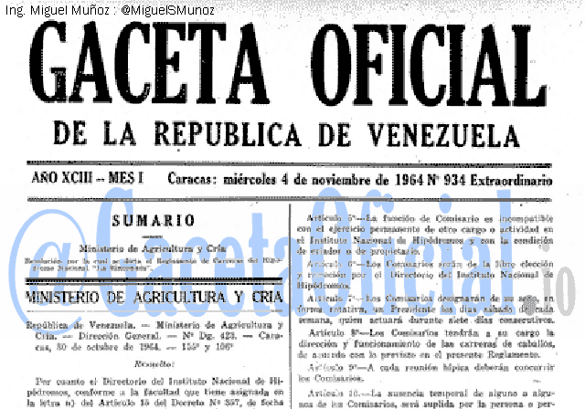 Gaceta Oficial 934 del 4 Noviembre 1964