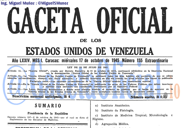 Gaceta Oficial 155 del 17 Octubre 1945