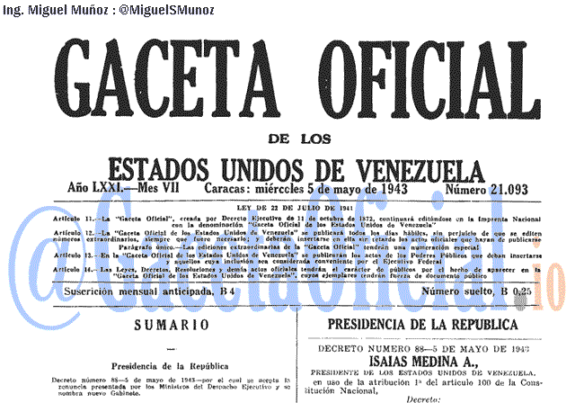 Gaceta Oficial 21093 del 5 Mayo 1943