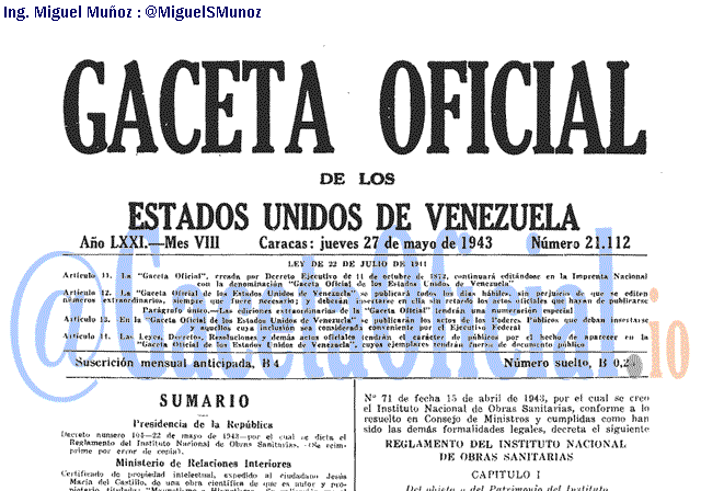 Gaceta Oficial 21112 del 27 Mayo 1943