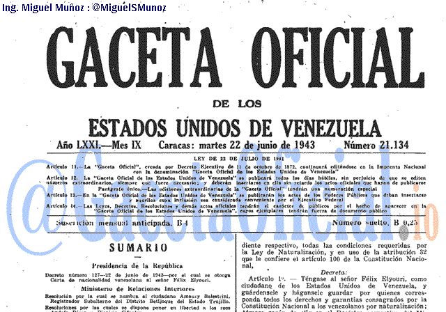 Gaceta Oficial 21134 del 22 Junio 1943