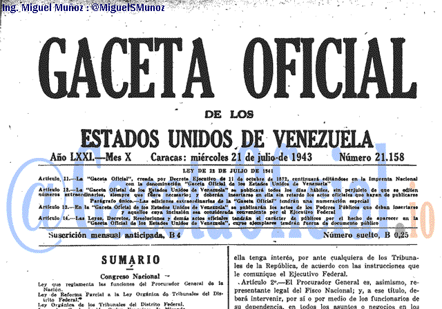 Gaceta Oficial 21158 del 21 Julio 1943