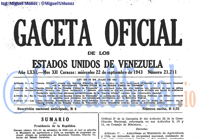 Gaceta Oficial 21211 del 22 Septiembre 1943