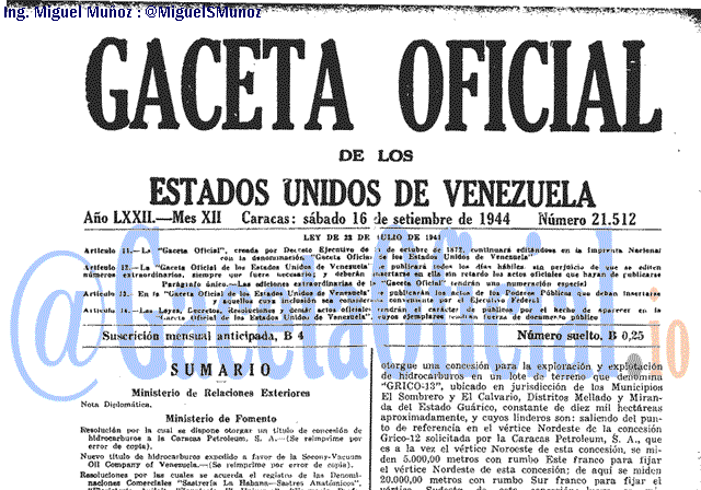 Gaceta Oficial 21512 del 16 Septiembre 1944