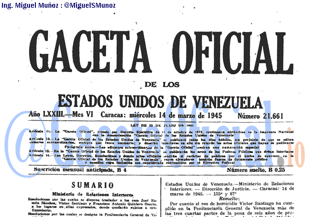 Gaceta Oficial 21661 del 14 Marzo 1945
