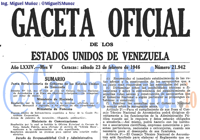 Gaceta Oficial 21942 del 23 Febrero 1946