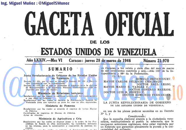 Gaceta Oficial 21970 del 28 Marzo 1946