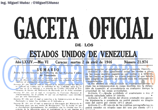 Gaceta Oficial 21974 del 2 Abril 1946