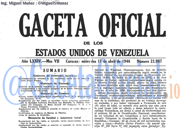 Gaceta Oficial 21987 del 17 Abril 1946