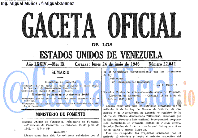 Gaceta Oficial 22042 del 24 Junio 1946