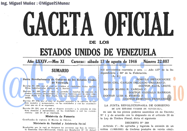 Gaceta Oficial 22087 del 17 Agosto 1946