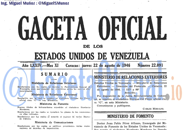 Gaceta Oficial 22091 del 22 Agosto 1946