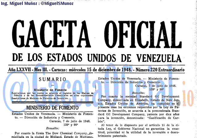 Gaceta Oficial 220 del 15 Diciembre 1948