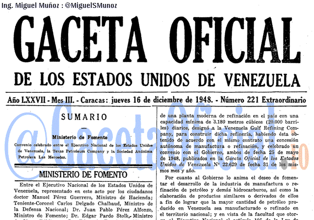 Gaceta Oficial 221 del 16 Diciembre 1948