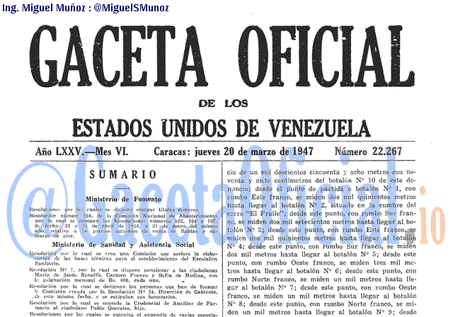 Gaceta Oficial 22267 del 20 Marzo 1947