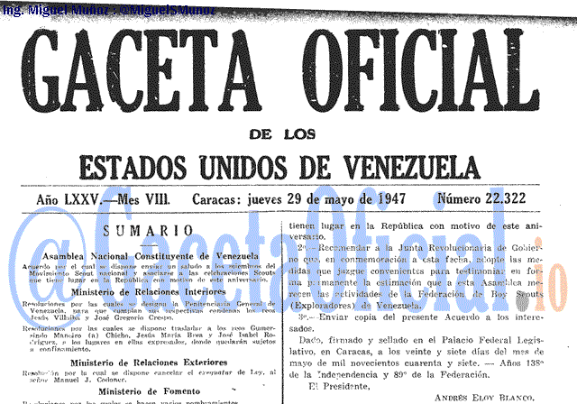 Gaceta Oficial 22322 del 29 Mayo 1947
