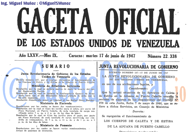 Gaceta Oficial 22338 del 17 Junio 1947