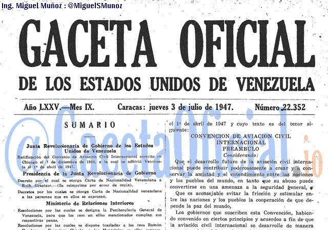 Gaceta Oficial 22352 del 3 Julio 1947