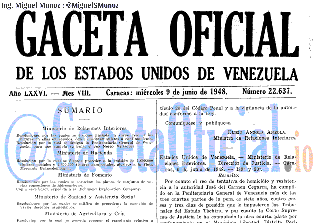 Gaceta Oficial 22637 del 9 Junio 1948