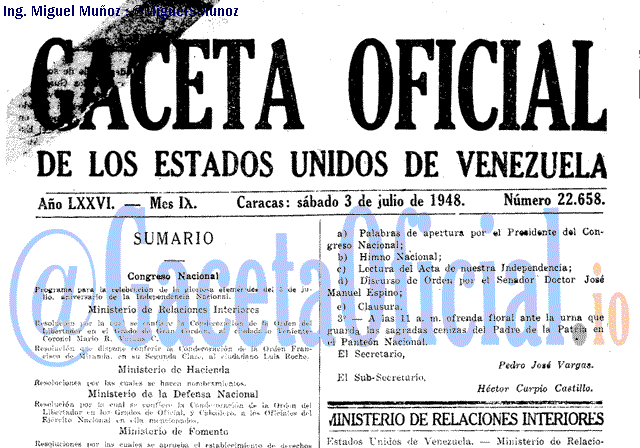 Gaceta Oficial 22658 del 3 Julio 1948