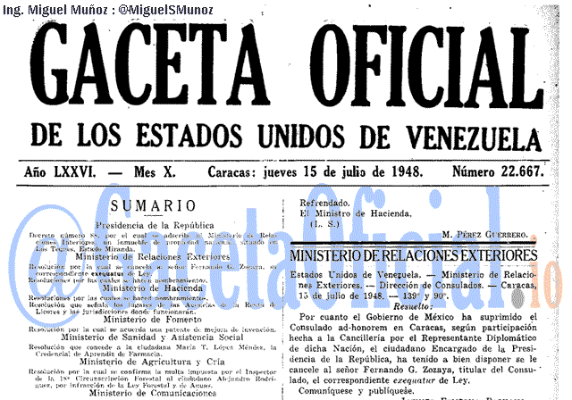 Gaceta Oficial 22667 del 15 Julio 1948