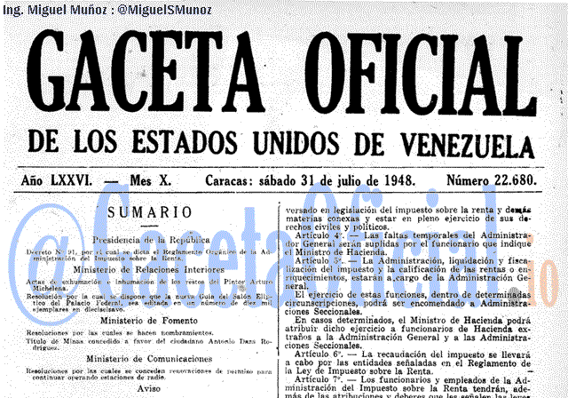 Gaceta Oficial 22680 del 31 Julio 1948
