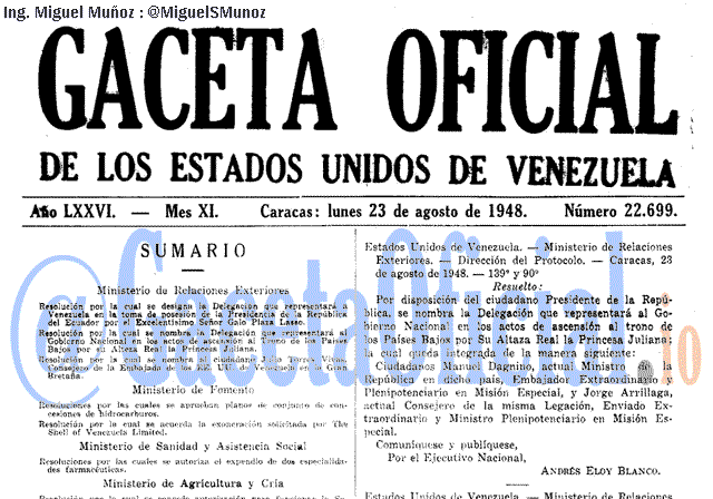Gaceta Oficial 22699 del 23 Agosto 1948