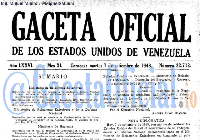 Gaceta Oficial 22712 del 7 Septiembre 1948